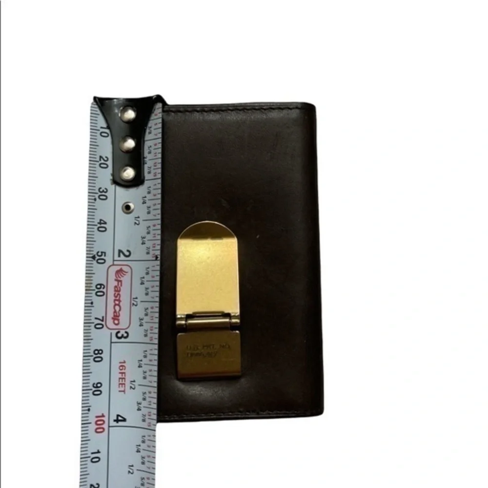 Fossil brown leather card holder money clip